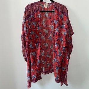 Japna Boho Floral Open Front Kimono